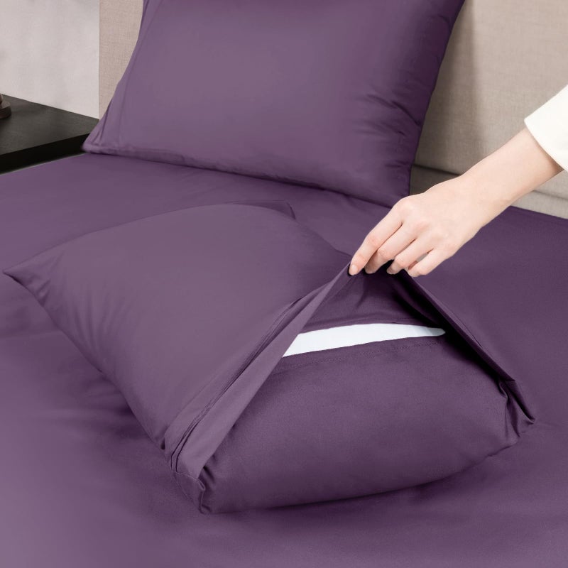 Mejoroom Hotel Luxury Queen Pillowcases â€“ Microfiber 20x30 inches Pillow Cases Set of 2 â€“ Soft, Cozy and Breathable Pillow Covers with Envelope Closure(2Piece, Queen/Standard, Purple) - Image 4